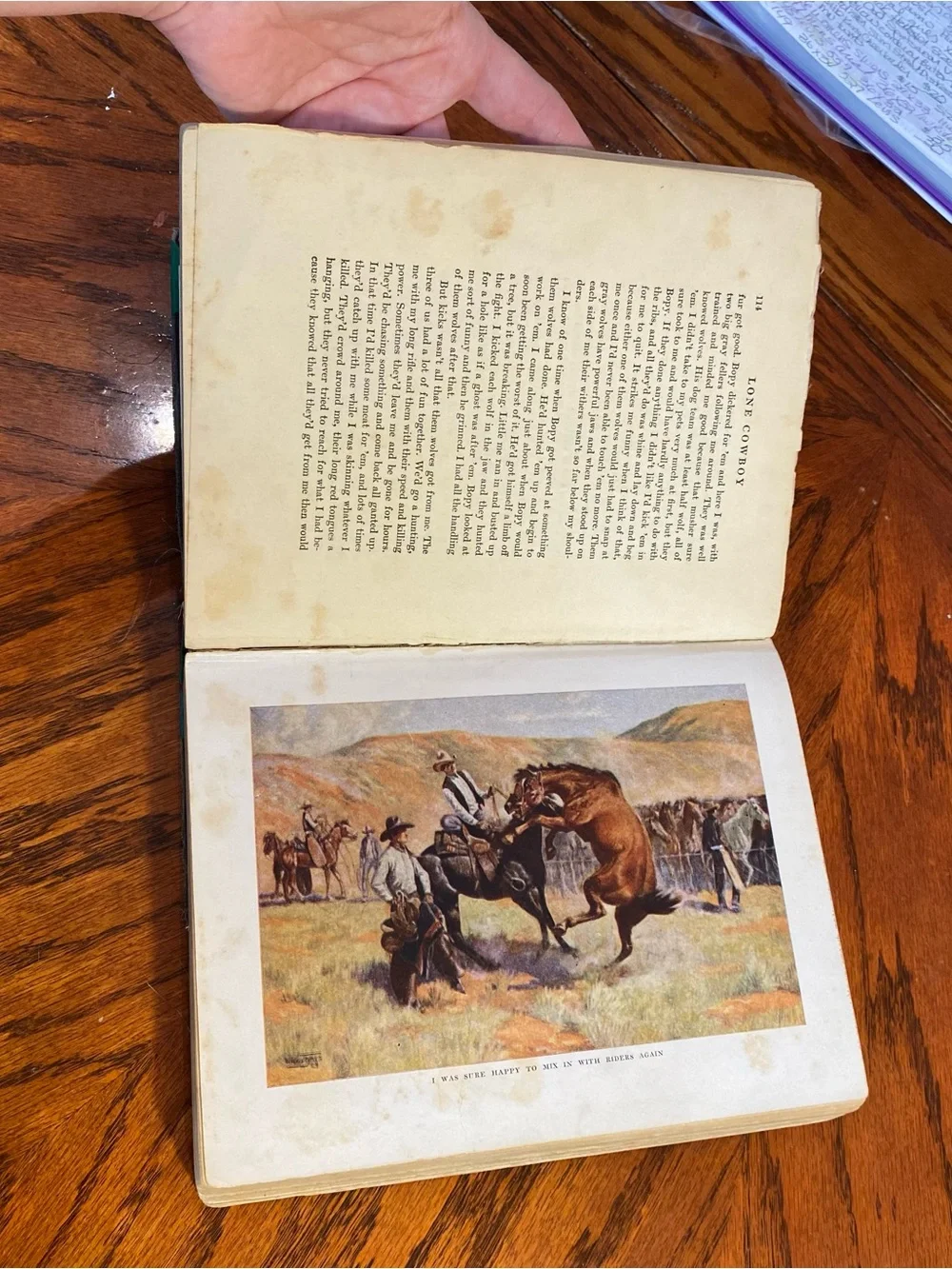 Old Book- Lone Cowboy by Will James also includes a lithograph by CW Anderson